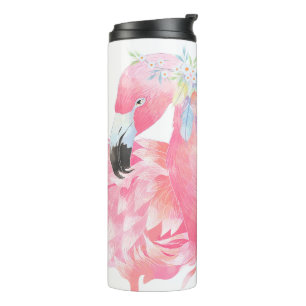 Roze flamingo Gepersonaliseerde thermische trommel Thermosbeker