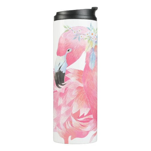Roze flamingo Gepersonaliseerde thermische trommel Thermosbeker (Gedraaid links)