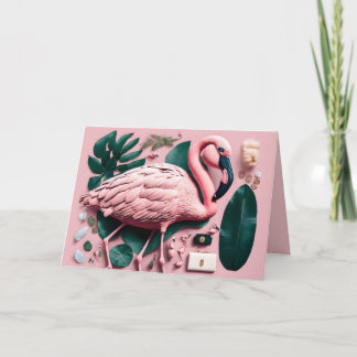 Roze Flamingo Gevouwen Briefkaart, Kaart