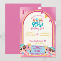 Roze Flamingo Gezamenlijk Zwembad Feest Meisjes ve