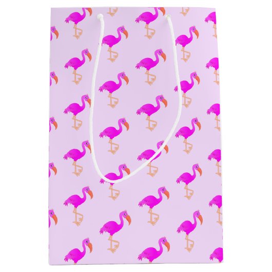 Roze Flamingo Gift Bag Medium Cadeauzakje (Voorkant)