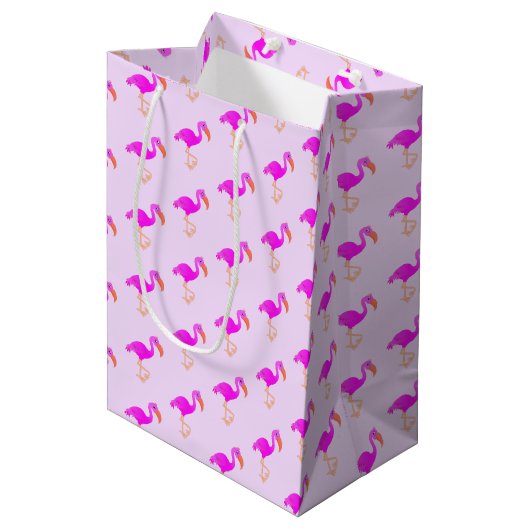 Roze Flamingo Gift Bag Medium Cadeauzakje (Voorkant Gekanteld)