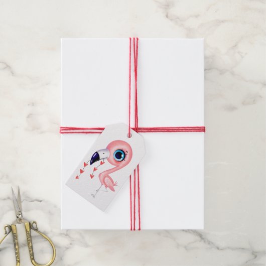 Roze Flamingo Gift Label Cadeaulabel (Met Touw)
