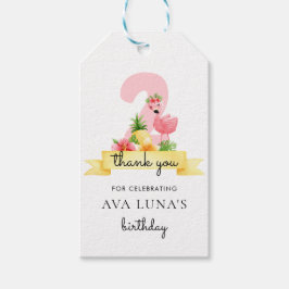 Roze Flamingo Girl 2n Birthday Dank u Labels Cadeaulabel