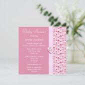 Roze Flamingo Girl Baby shower Invites Kaart (Staand voorkant)