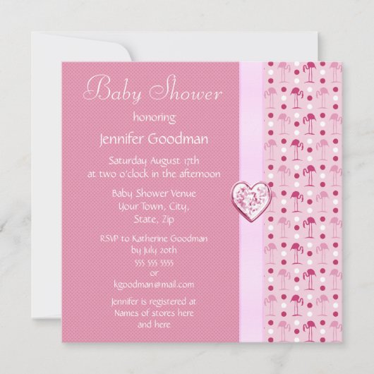 Roze Flamingo Girl Baby shower Invites Kaart (Voorkant)