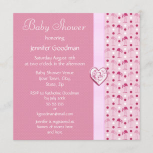 Roze Flamingo Girl Baby shower Invites Kaart