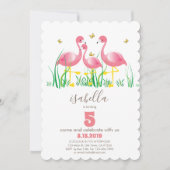 Roze Flamingo Girl Birthday Uitnodiging (Voorkant)