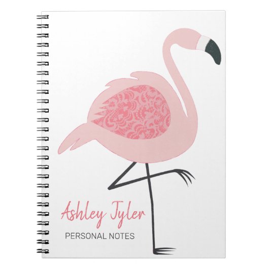 Roze Flamingo girly op maat gemaakt Notitieboek (Voorkant)