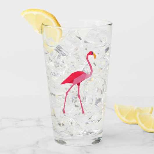 Roze Flamingo Glas (Voorkant ijs)