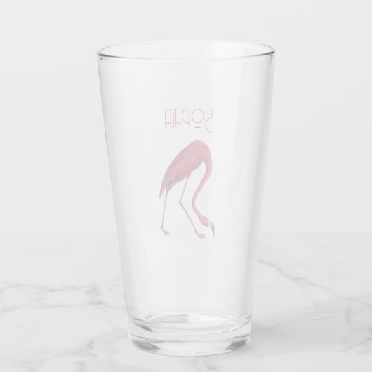 roze flamingo glas (Achterkant)