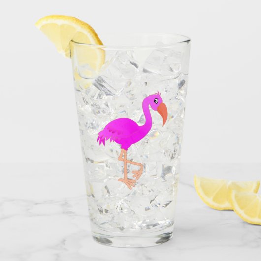 Roze Flamingo Glas (Voorkant ijs)
