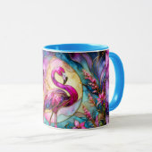 Roze Flamingo Glas-in-Lood Mozaïek Mok (Voorkant rechts)