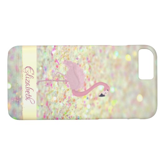 Roze Flamingo Glitter Bokeh - Gepersonaliseerd Case-Mate iPhone Case (Achterkant (Horizontaal))