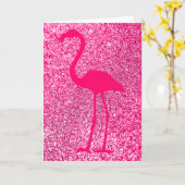 Roze Flamingo Glitter Happy Birthday Kaart (Gele Bloem)