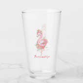 Roze Flamingo  Gold Crown Roos Flowers Glas (Achterkant)