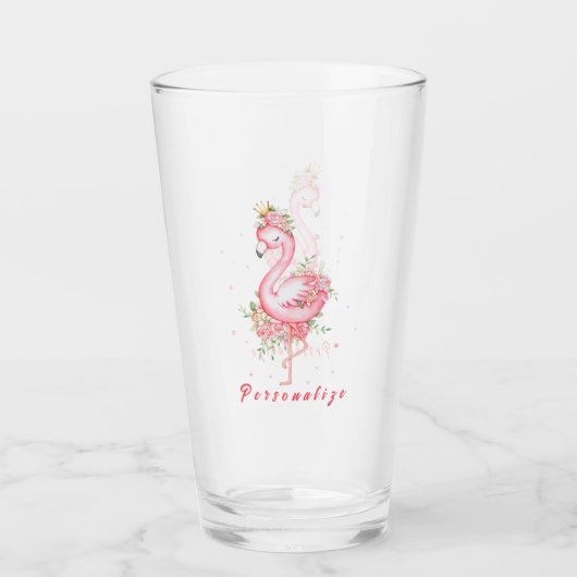 Roze Flamingo  Gold Crown Roos Flowers Glas (Voorkant)