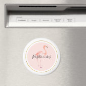 Roze flamingo goud en lijst gepersonaliseerd magneet (Insitu (Vaatwasser))