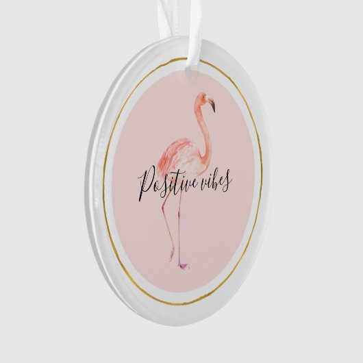 Roze flamingo goud en lijst gepersonaliseerd ornament (voorkant)