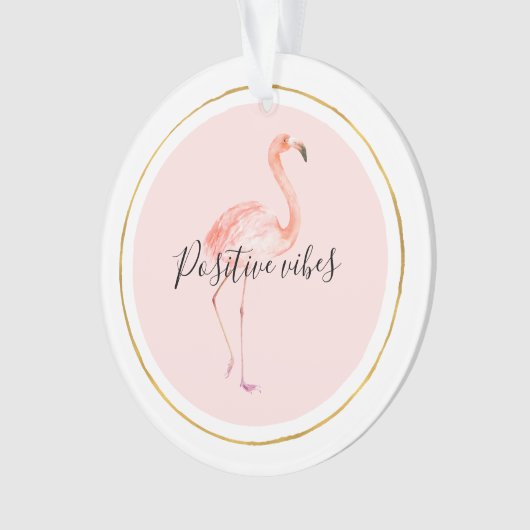 Roze flamingo goud en lijst gepersonaliseerd ornament (voorkant)