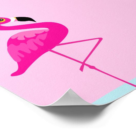 Roze flamingo grafische kamerprint poster (Hoek)