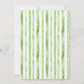 Roze Flamingo Green White Stripes Baby shower Kaart (Achterkant)