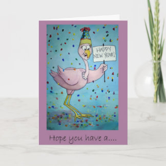 Roze flamingo grillig grappig vogelschilderij feestdagen kaart