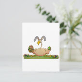 Roze flamingo grillige vogel als paashaas feestdagenkaart (Staand voorkant)