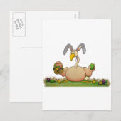 Roze flamingo grillige vogel als paashaas feestdagenkaart (Voorkant / Achterkant)