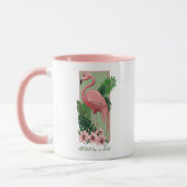 Roze flamingo groene bladeren Lilly Mok (Links)