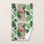 Roze flamingo groene bladeren Lily Bad Handdoek (Handdoek)