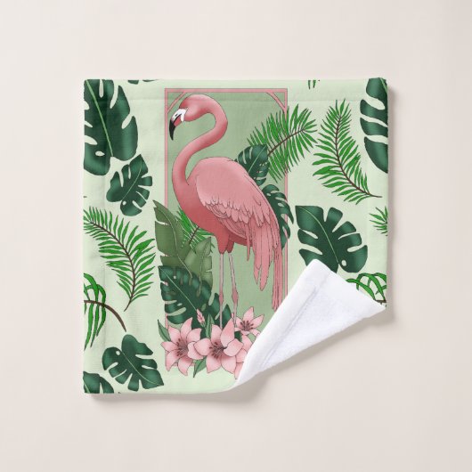 Roze flamingo groene bladeren Lily Bad Handdoek (Wasdoekje)