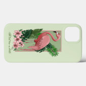 Roze flamingo groene bladeren Lily Case-Mate iPhone Case (Achterkant (horizontaal))