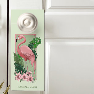 Roze flamingo groene bladeren Lily Deurhanger