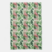 Roze flamingo groene bladeren Lily Theedoek (Verticaal)