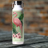 Roze flamingo groene bladeren Lily Waterfles