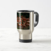Roze Flamingo-groep, veel flamingoes-afbeelding! Reisbeker (Voorkant rechts)