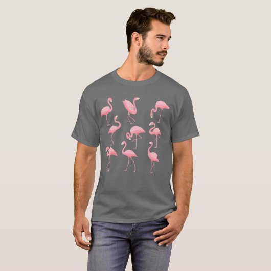 Roze flamingo groepsvibes t-shirt (Voorkant volledig)