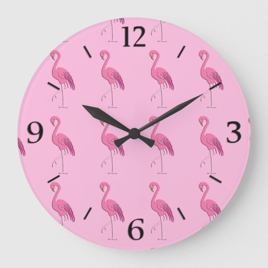 roze flamingo grote klok (Voorkant)