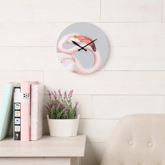Roze Flamingo Grote Klok (Leeskamer)