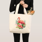 Roze Flamingo Grote Tote Bag (Voorkant (product))