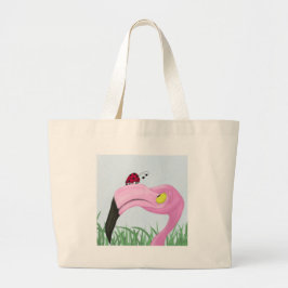  roze flamingo grote tote bag