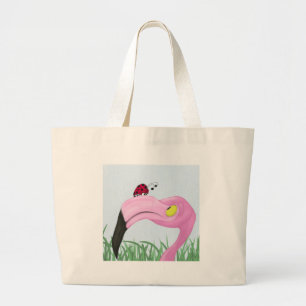roze flamingo grote tote bag