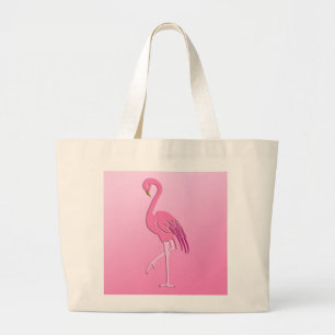 roze flamingo grote tote bag