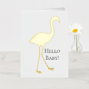 Roze Flamingo Hallo Baby Folie Wenskaart