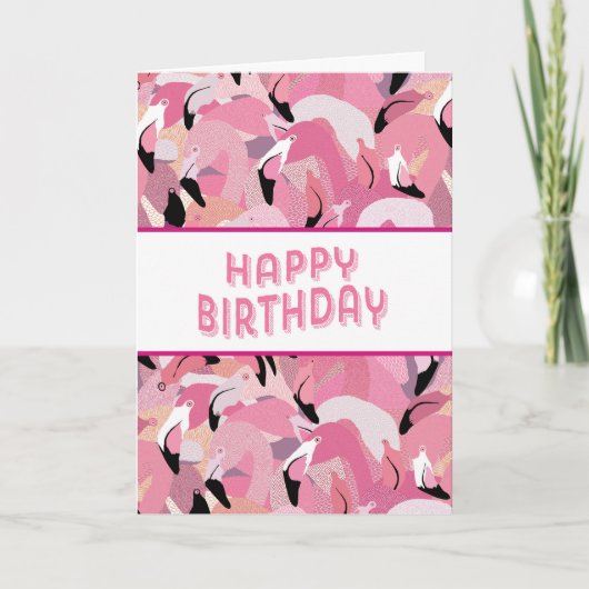 Roze Flamingo Happy Birthday-kaart Kaart (Voorkant)