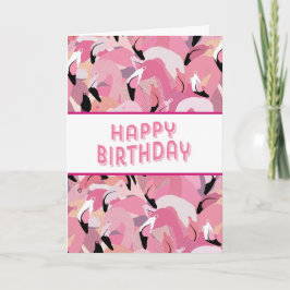 Roze Flamingo Happy Birthday-kaart Kaart
