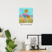 Roze Flamingo Happy Herfst Funny Humor Pumpkin Pat Poster (Thuiskantoor)