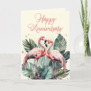 Roze Flamingo Happy Jubileum Feestdagen Kaart