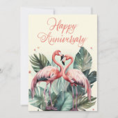 Roze Flamingo Happy Jubileum Feestdagenkaart (Voorkant)